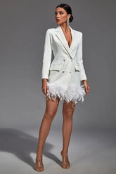 London White Feather Blazer Mini Dress